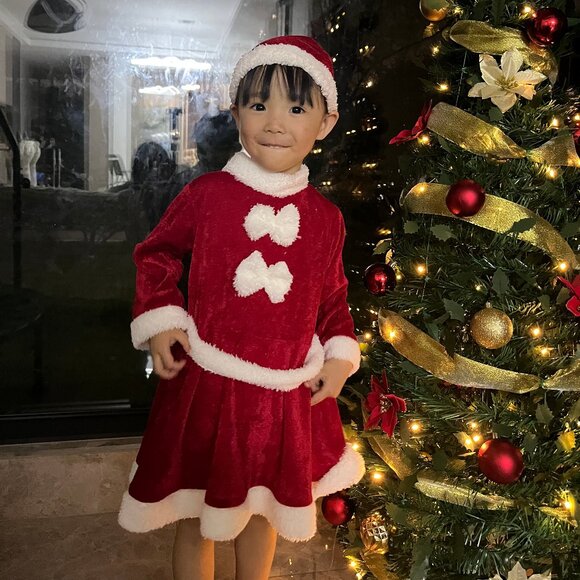 Children's Christmas Santa Claus Costume Set for Girls, Red - Picture 3 of 8